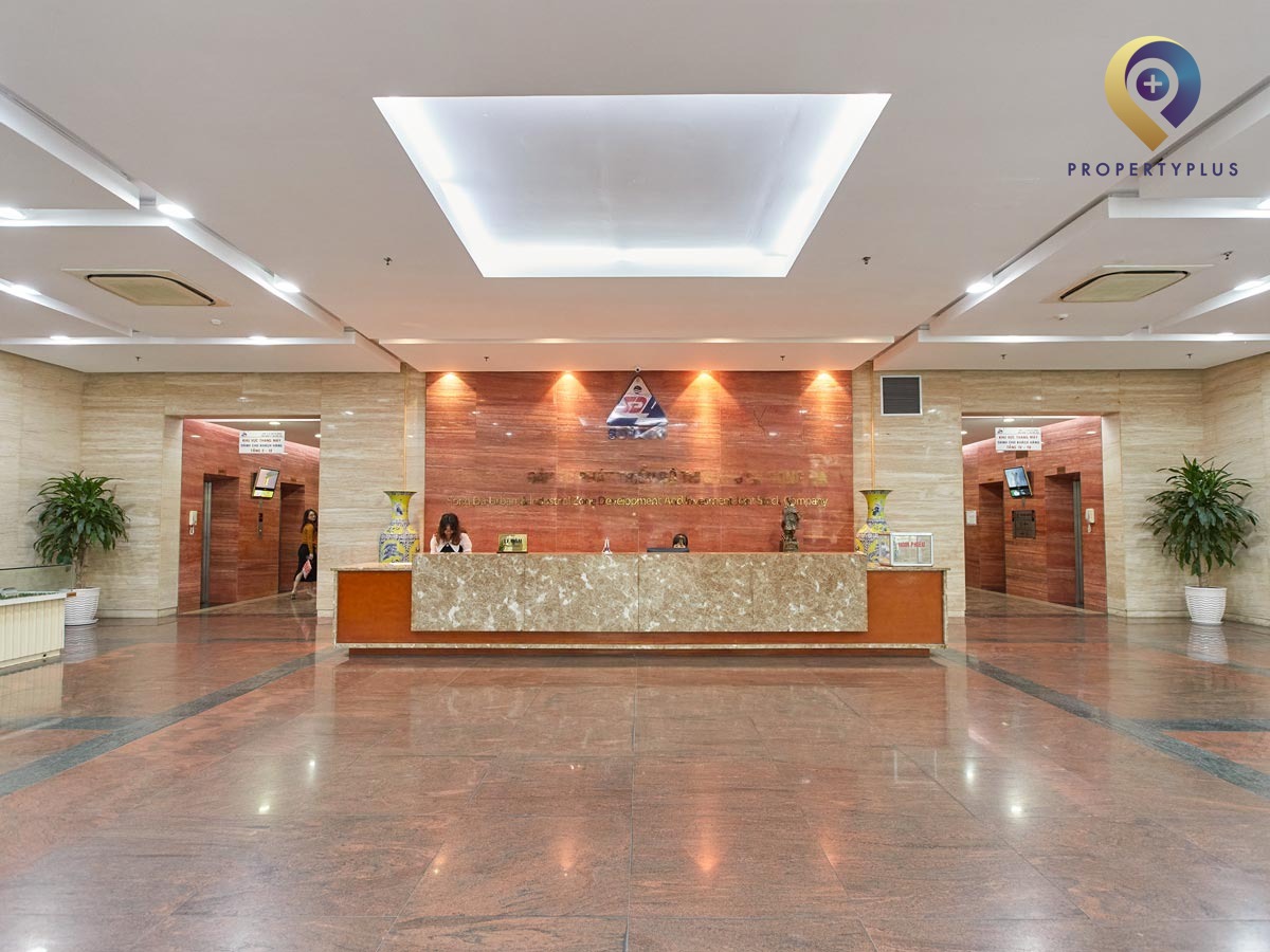 Reception desk area inside Sudico Tower with modern interior design - hình ảnh từ Property Plus